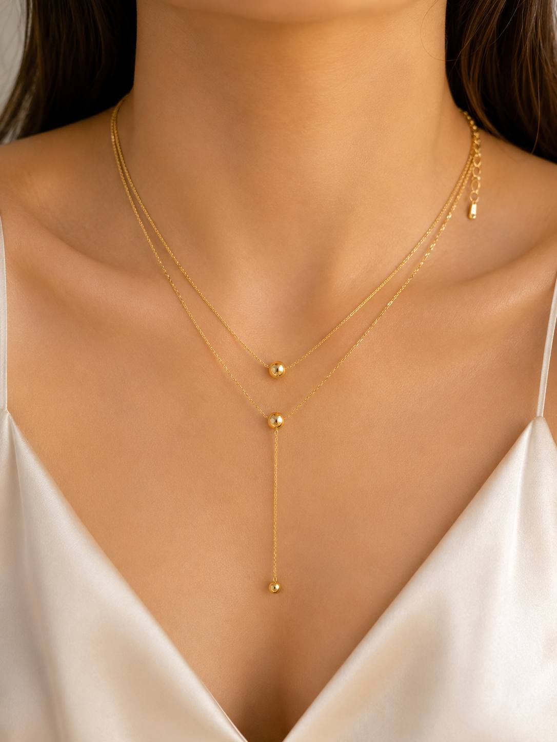 Golden Cascade Layered Necklace details